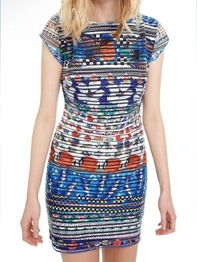 Desigual Fiona Dress Tropical Fish Printed Stripe Size XS